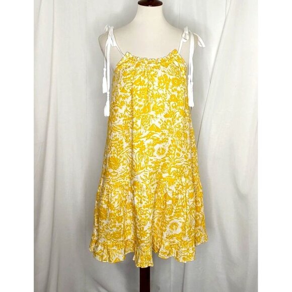 Joie Dress M Linen Floral Yellow Nala Summer Resort Cruise NEW - Picture 4 of 16
